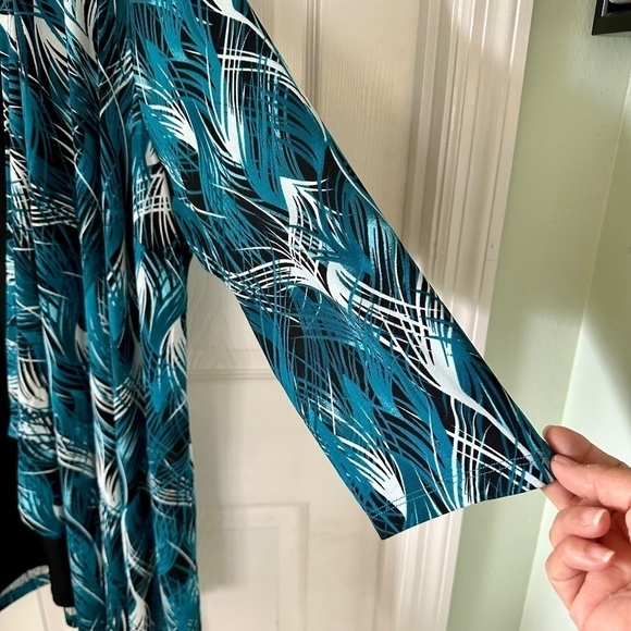 Avenue Tea Tree 2Fer Duet Longline Tunic Teal Black White 3X Petite NEW w Tag - Picture 5 of 7